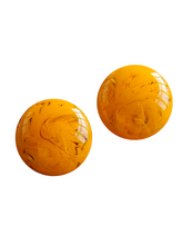 Load image into Gallery viewer, 1940s/1950s French Marbled Egg Yolk Bakelite Earrings

