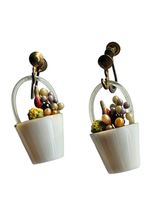 1940s/1950s Celluloid Fruit Basket Earrings