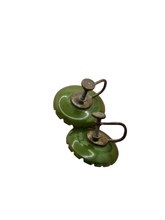 Load image into Gallery viewer, 1940s Carved Green Overdyed Bakelite Screwback Earrings
