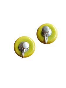 1940s Apple Green Bakelite.Screwback Earrings