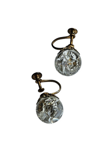 1930s Crackled Glass Screwback Earrings