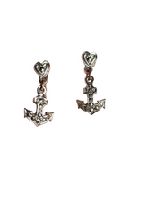 Load image into Gallery viewer, 1930s Tiny Marcasite Anchor Earrings
