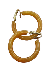 1940s Apricot Orange Bakelite Hoop Earrings