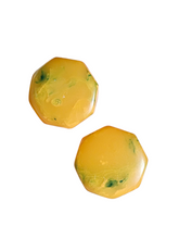 Load image into Gallery viewer, 1940s Blue and Yellow Marbled Bakelite Earrings
