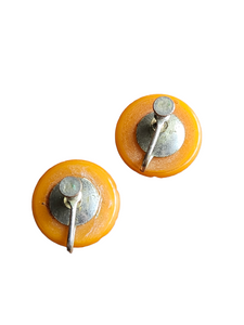 1940s Carved Orange Bakelite Earrings