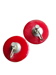 1940s Dark Cherry Red Bakelite Screwback Earrings