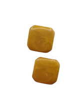 Load image into Gallery viewer, 1940s Deadstock Yellow Marbled Square Bakelite Earrings
