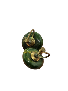 1940s Green Marbled Bakelite Screwback Earrings
