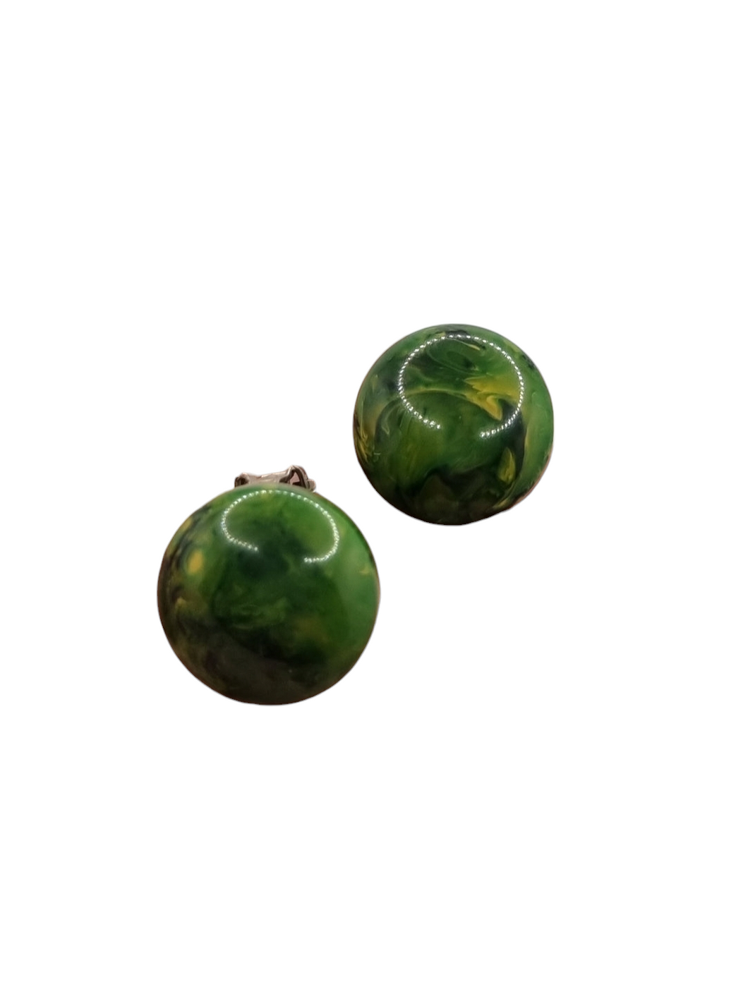 1940s Green/Yellow Marbled Bakelite Earrings