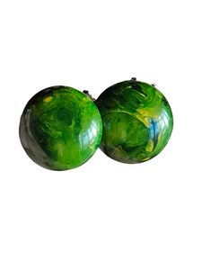 1940s Green/Yellow Marbled Bakelite Earrings
