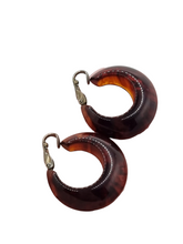 Load image into Gallery viewer, 1940s Huge Chunky Root Beer Bakelite Earrings
