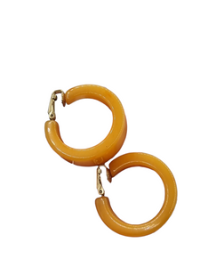 1940s Huge Chunky Tequila Sunrise Orange/Yellow Bakelite Earrings