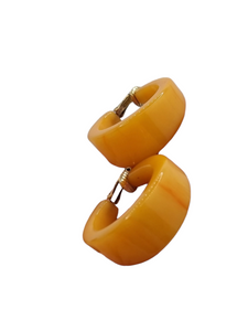 1940s Huge Chunky Tequila Sunrise Orange/Yellow Bakelite Earrings
