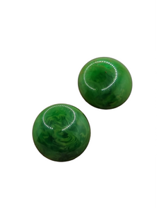 1940s/1950s French Green Marbled Bakelite Clip Earrings