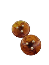 Load image into Gallery viewer, 1940s/1950s Torty Effect Studded Bakelite Clip Earrings
