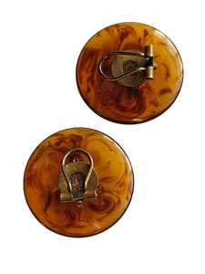 1940s/1950s Torty Effect Studded Bakelite Clip Earrings