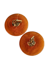 Load image into Gallery viewer, 1940s/1950s Swirly Orange Bakelite Earrings
