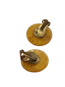 1940s Marbled Butterscotch Bakelite Clip Earrings