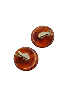 1940s Thick Inky Torty Bakelite Clip Earrings