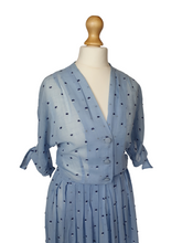 Load image into Gallery viewer, 1950s Sheer Pale Blue Spotty Print Cotton Dress
