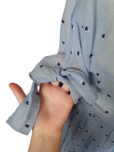 Load image into Gallery viewer, 1950s Sheer Pale Blue Spotty Print Cotton Dress
