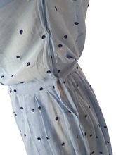 Load image into Gallery viewer, 1950s Sheer Pale Blue Spotty Print Cotton Dress
