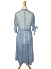 Load image into Gallery viewer, 1950s Sheer Pale Blue Spotty Print Cotton Dress
