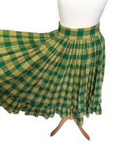 Load image into Gallery viewer, 1950s Yellow and Green Tartan Cotton Tiered Skirt
