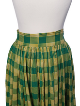 Load image into Gallery viewer, 1950s Yellow and Green Tartan Cotton Tiered Skirt
