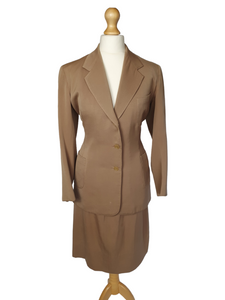 1940s Rare Taupe 4 Piece Suit - Jacket, Waistcoat, Skirt and Trousers