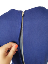 Load image into Gallery viewer, 1950s Royal Blue Wool Dress With White Embroidered Flowers
