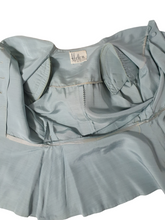Load image into Gallery viewer, 1940s Pale Blue Silk Suit With Peplum Collar and Raglan Sleeve
