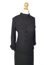 Load image into Gallery viewer, Late 1940s Black Dress With Button Detail

