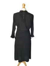 Load image into Gallery viewer, Late 1940s Black Dress With Button Detail
