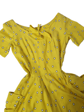 Load image into Gallery viewer, 1950s Rare Horrockses Yellow, Black and White Spotty Print Dress
