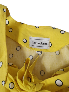 1950s Rare Horrockses Yellow, Black and White Spotty Print Dress