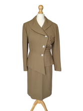 Load image into Gallery viewer, 1950s RARE Lilli Ann Sage Green Suit With Asymmetrical and Pleated Details
