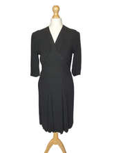 Load image into Gallery viewer, 1940s Black Damask Dress
