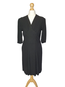 1940s Black Damask Dress