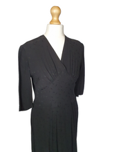 Load image into Gallery viewer, 1940s Black Damask Dress
