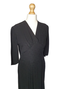 1940s Black Damask Dress