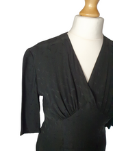 Load image into Gallery viewer, 1940s Black Damask Dress
