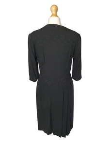 1940s Black Damask Dress