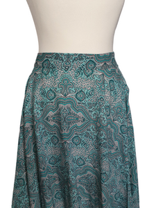 1950s Blue, Black and White Paisley Print Full Circle Skirt