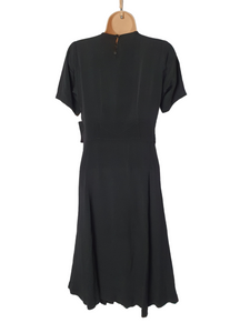 1940s Black Dress With Amazing Soutache Collar and Detailed Waistband