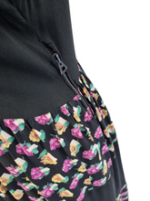 Load image into Gallery viewer, 1940s Black Dress With Colour Block Multicoloured Rose Print
