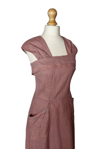 1940s Red, White and Blue Check Pinafore / Sun Dress