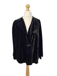 1940s Black Velvet Jacket With Glass Buckle