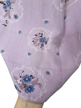 Load image into Gallery viewer, 1940s Lilac, Blue, Black and White Rayon Dress With Hankerchief and Pocket Applique
