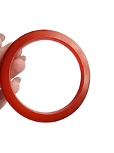 Load image into Gallery viewer, 1940s Semi-sheer Strawberry Red Flat Cut Bakelite Bangle
